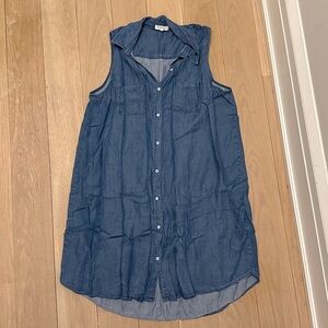 Workshop Public Clothing Sleeveless Chambray Button-Up Shirt Dress, size 2X